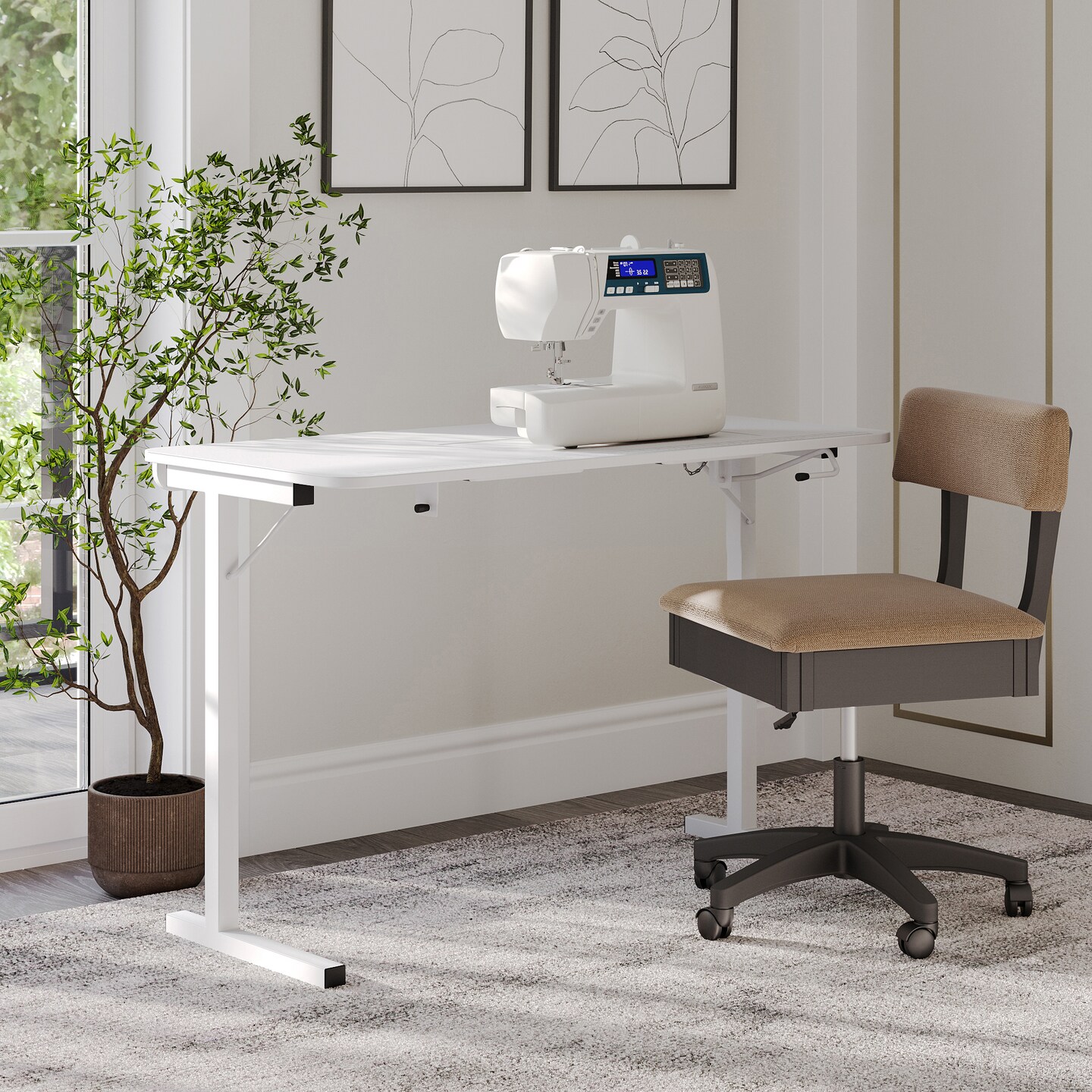 Arrow Classic Sewing Furniture Gidget I Sewing Table – Adjustable Sewing Machine Table, Compact Foldable Craft Desk