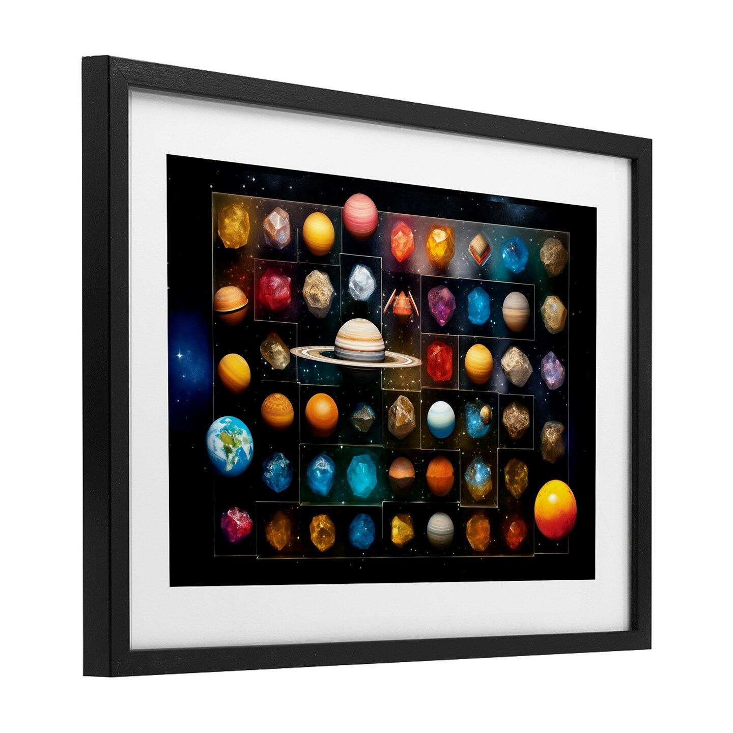 Stupell Industries Celestial Gems & Planets Framed Print Under Glass, design by Ray Powers