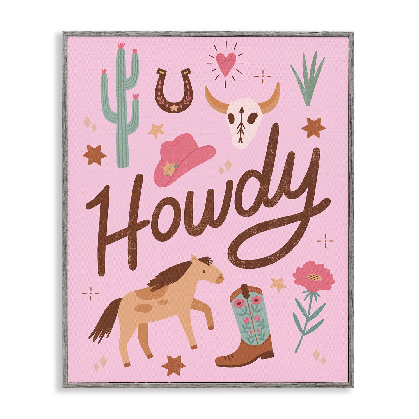 Stupell Industries Western Boho Girl Howdy Framed Giclee, design by Nina Seven