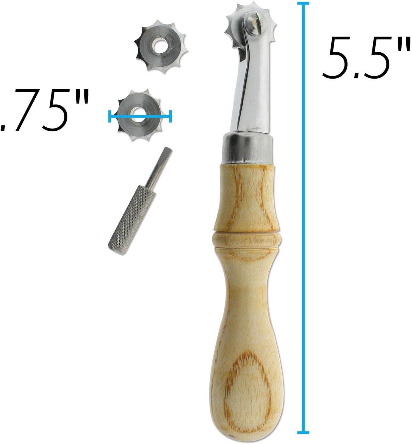 The Beadsmith Create Recklessly Overstitch Wheel System – Handle, Spacing Wheels & Screwdriver – Wheel Sizes are 5, 6 & 7 Holes Per Inch – Marks Leather, Fabric and Paper – Evenly Marks Spacing