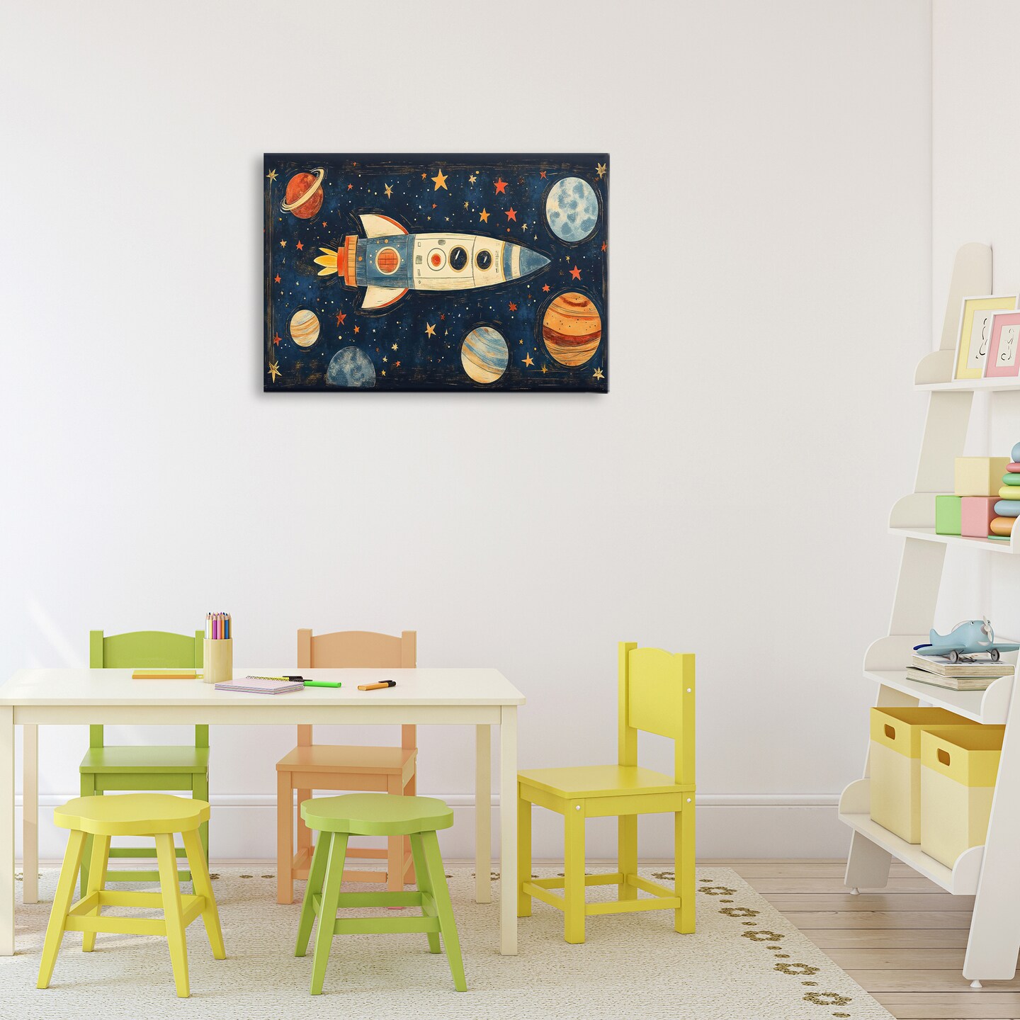 Stupell Industries Retro Rocket & Planets Canvas, design by Creative Studio