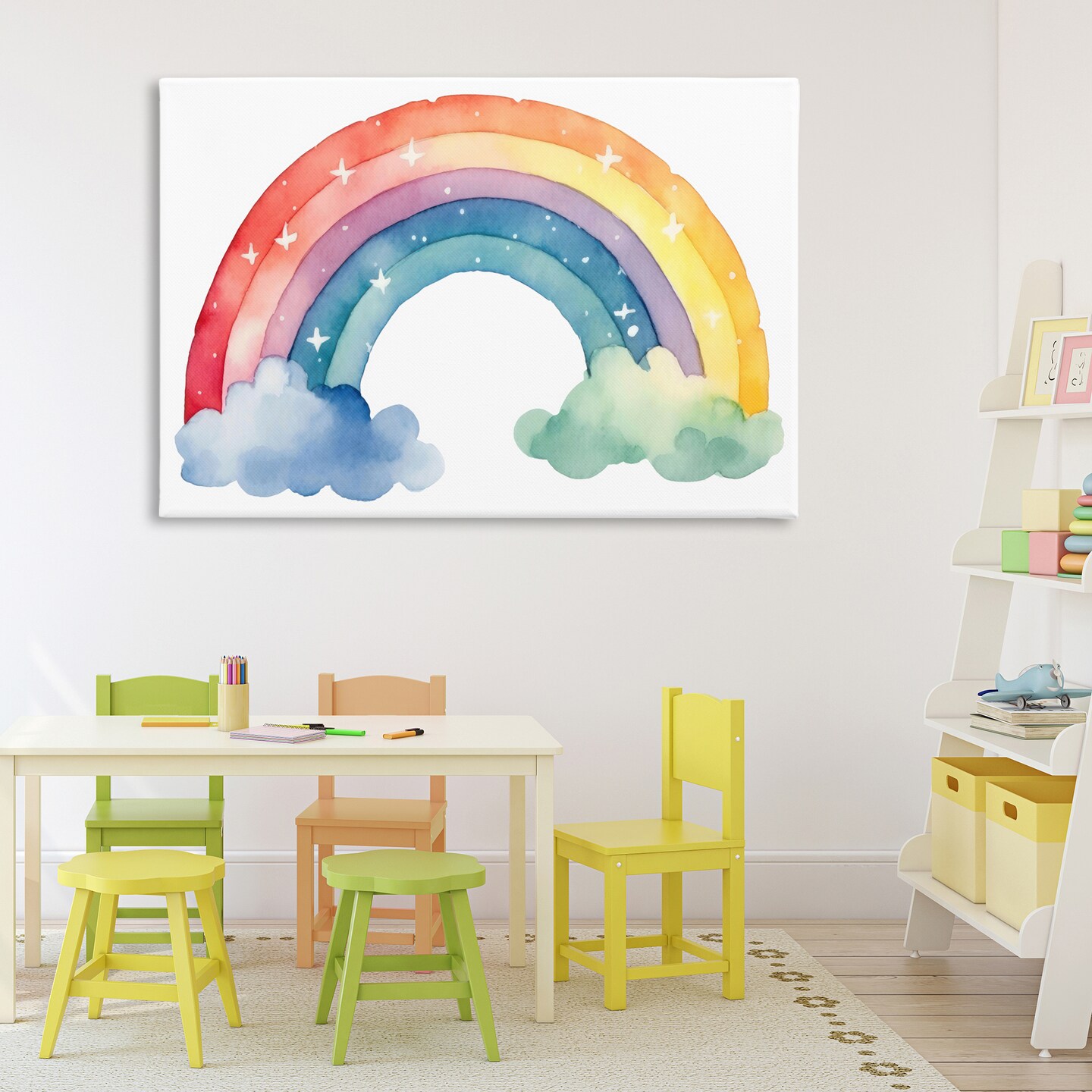 Stupell Industries Colorful Rainbow with White Stars Canvas, design by Creative Studio