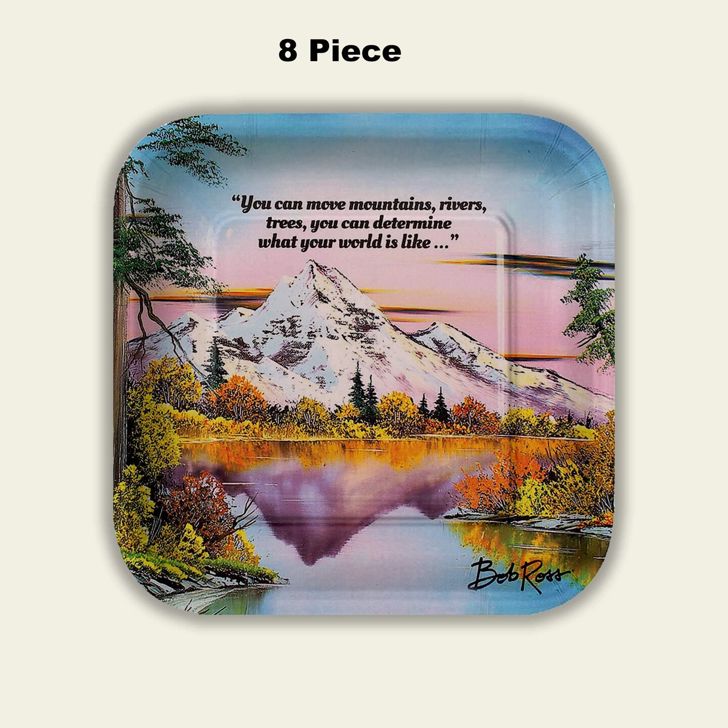 8 Count Bob Ross Classic Paper Dessert Plates Inspirational Party Supplies 7 Inch