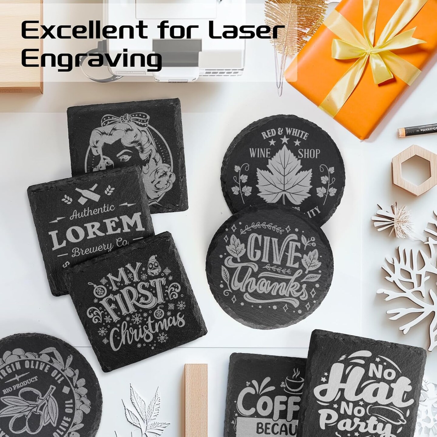 36 PCS Slate Coasters Bulk for Drinks