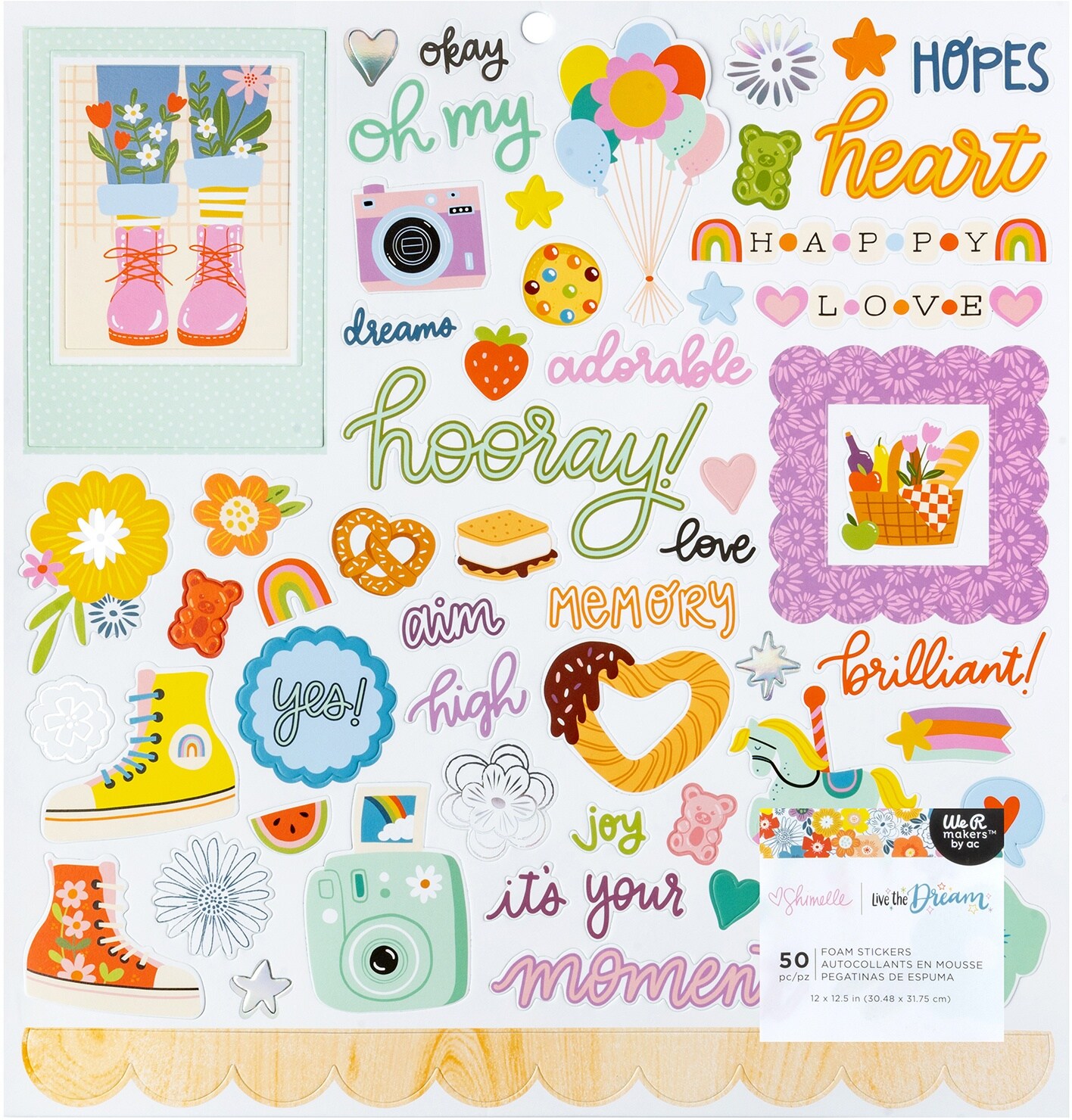 Shimelle Live The Dream Foam Stickers-12&#x22;X12&#x22;