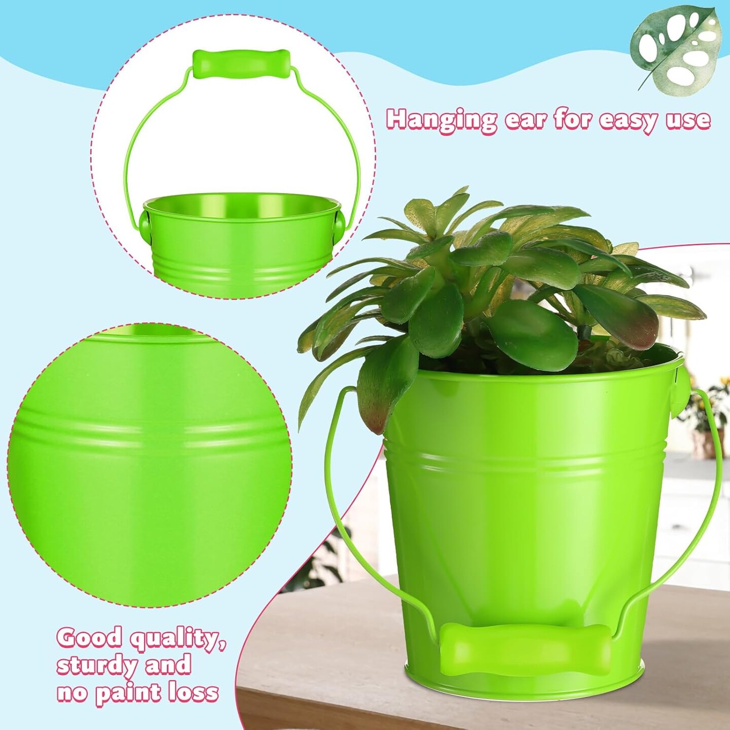 4 Pieces Small Metal Buckets