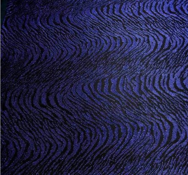 Metallic Jacquard Swing Knit Fabric Width 58/60 inches Black &#x26; Royal Sheer 65% Polyester, 35% Nylon Lightweight Apparel Fabric
