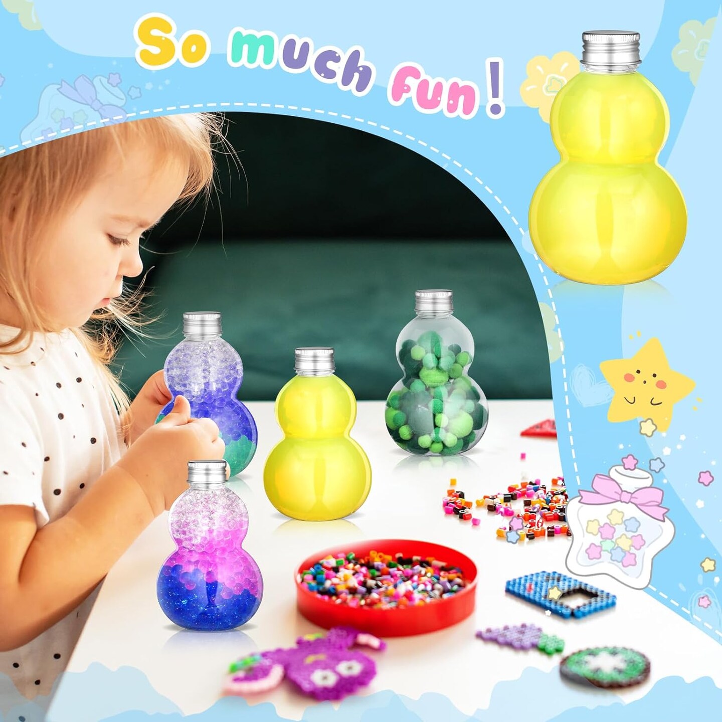 24 Pcs Empty Plastic Sensory Bottles with Aluminium Lids