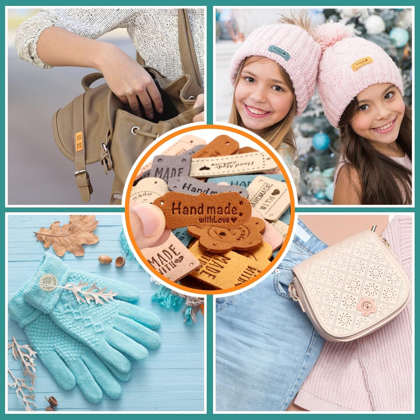 56 pcs Handmade Leather Labels for Crochet (Multicolor) | Michaels