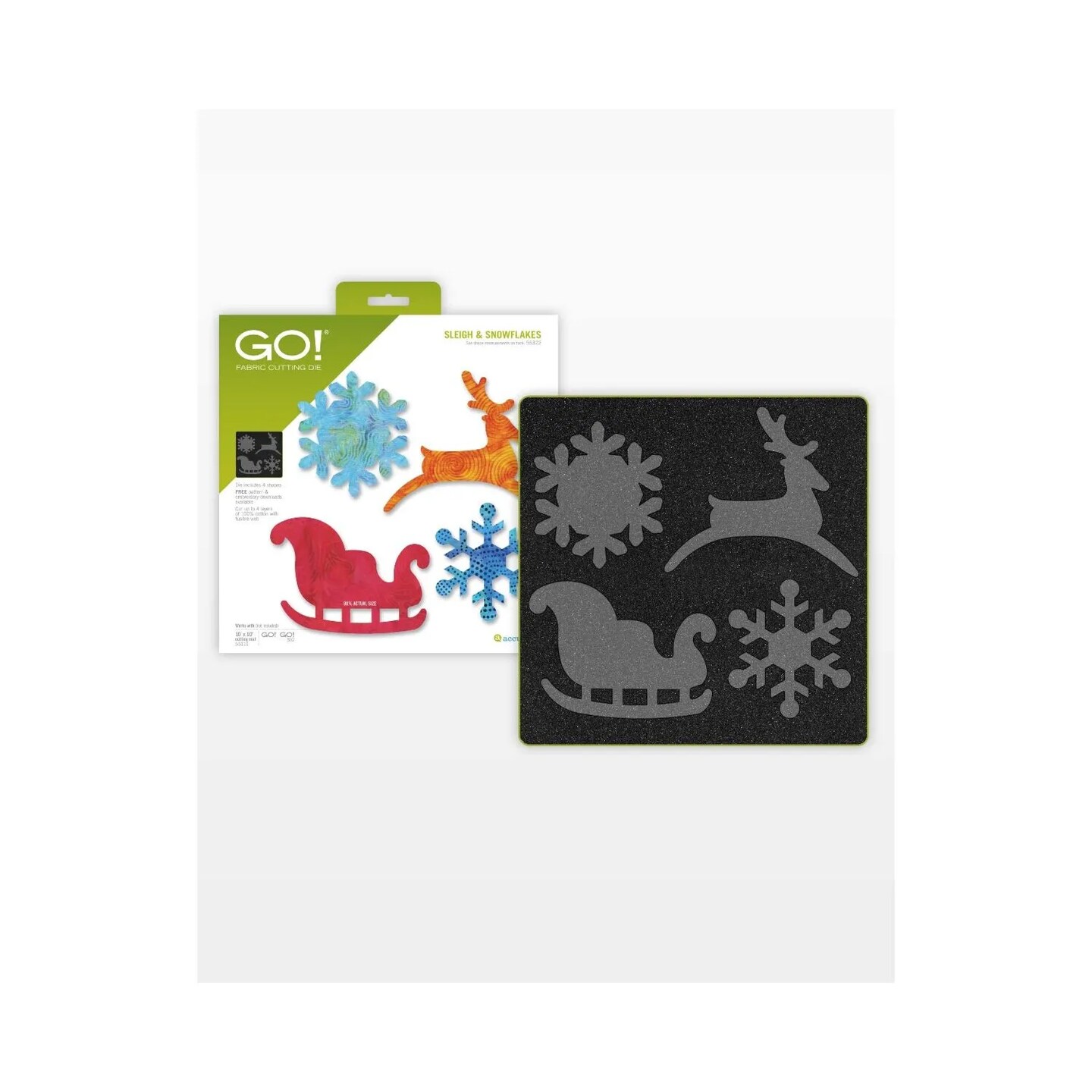 AccuQuilt GO! Sleigh & Snowflakes Die – Holiday Appliqué Fabric Cutting Die