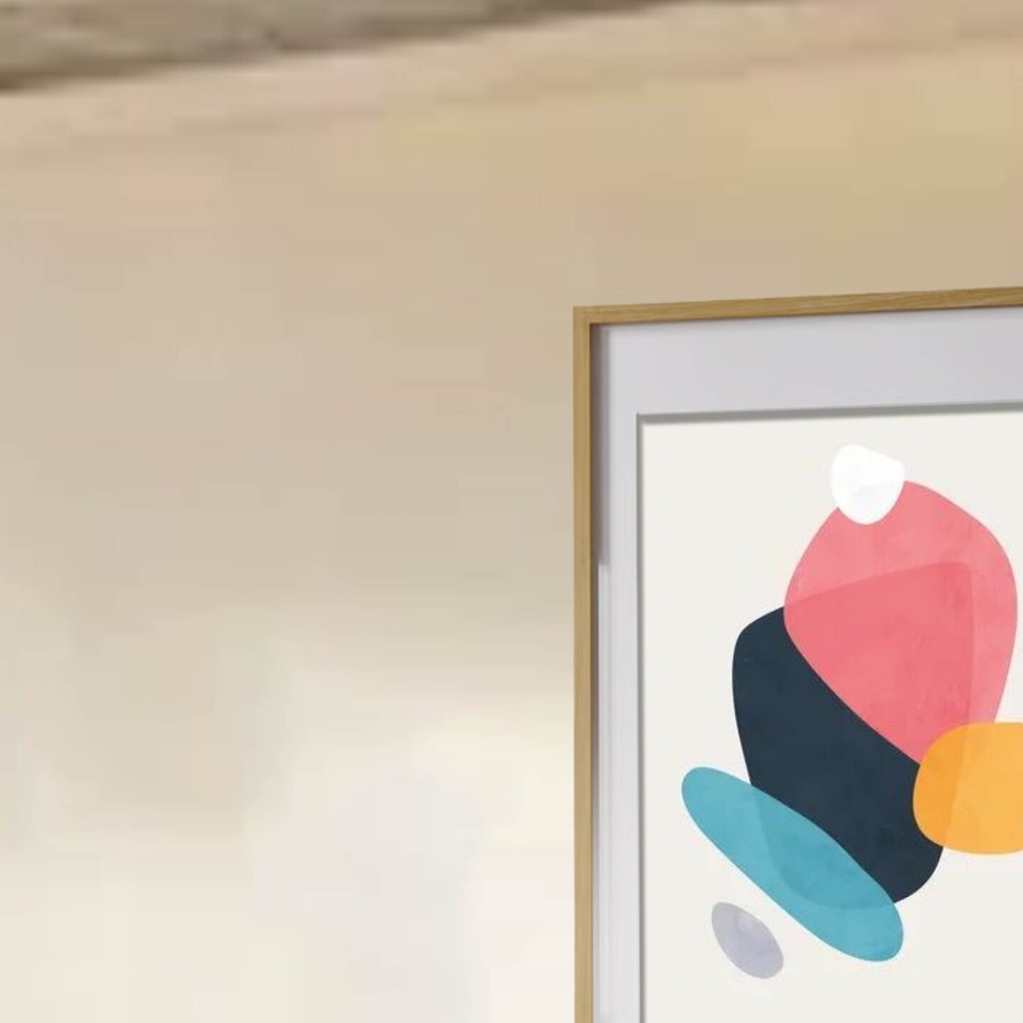 Oak Effect Frame with Mount, 24x36" – Horizontal/Vertical, No-Nail Hanging!