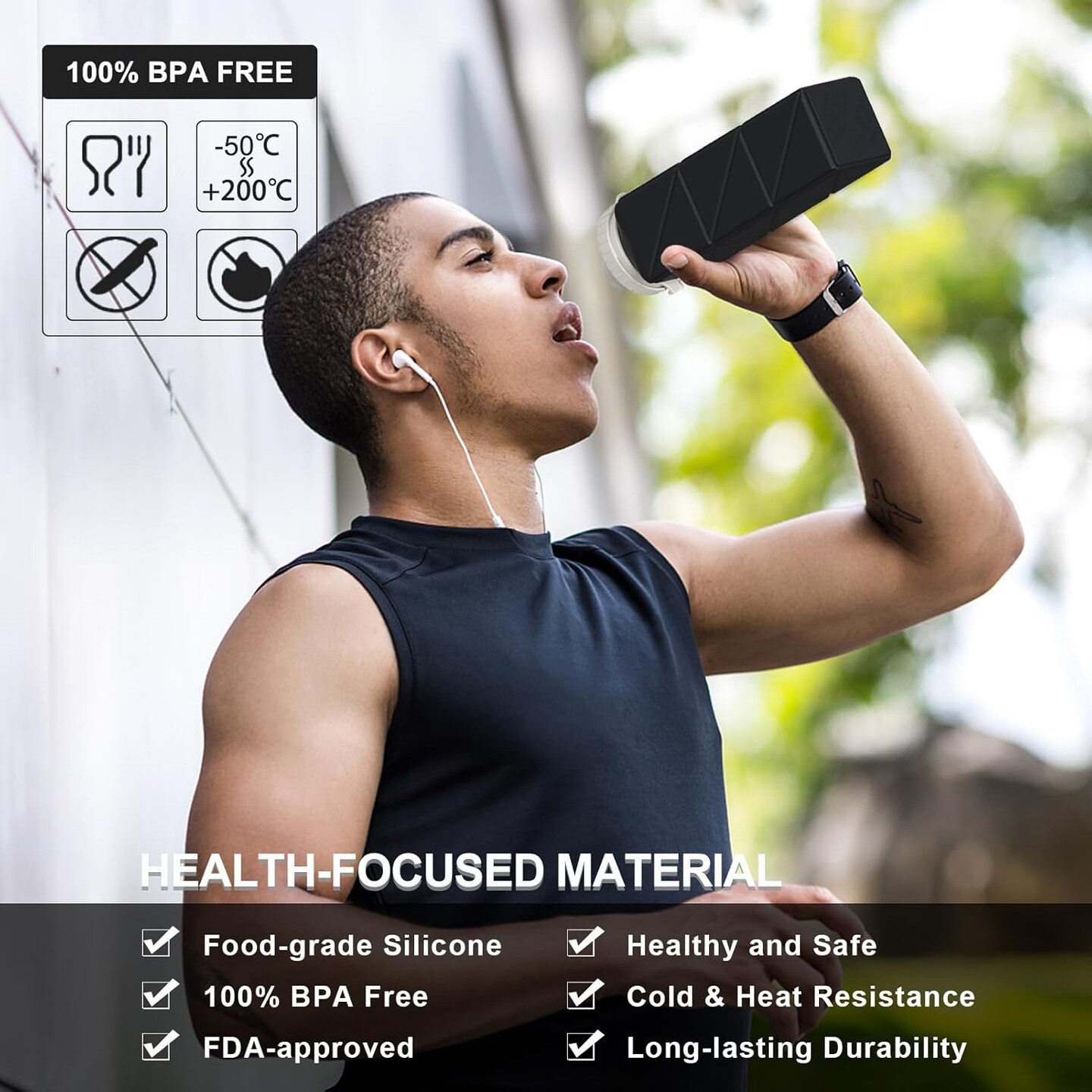 Silicone Foldable Portable Water Bottle