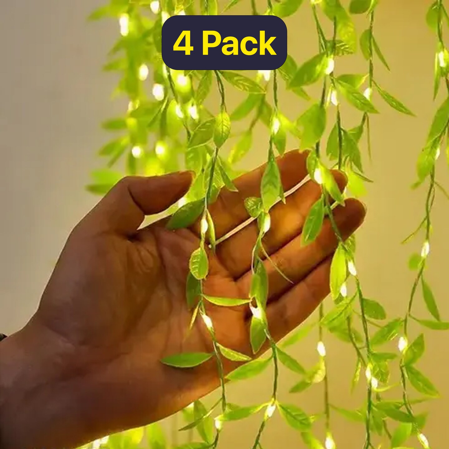 96 LED Leaf Garland Fairy Lights Curtain, for Bedroom & Patio Decor