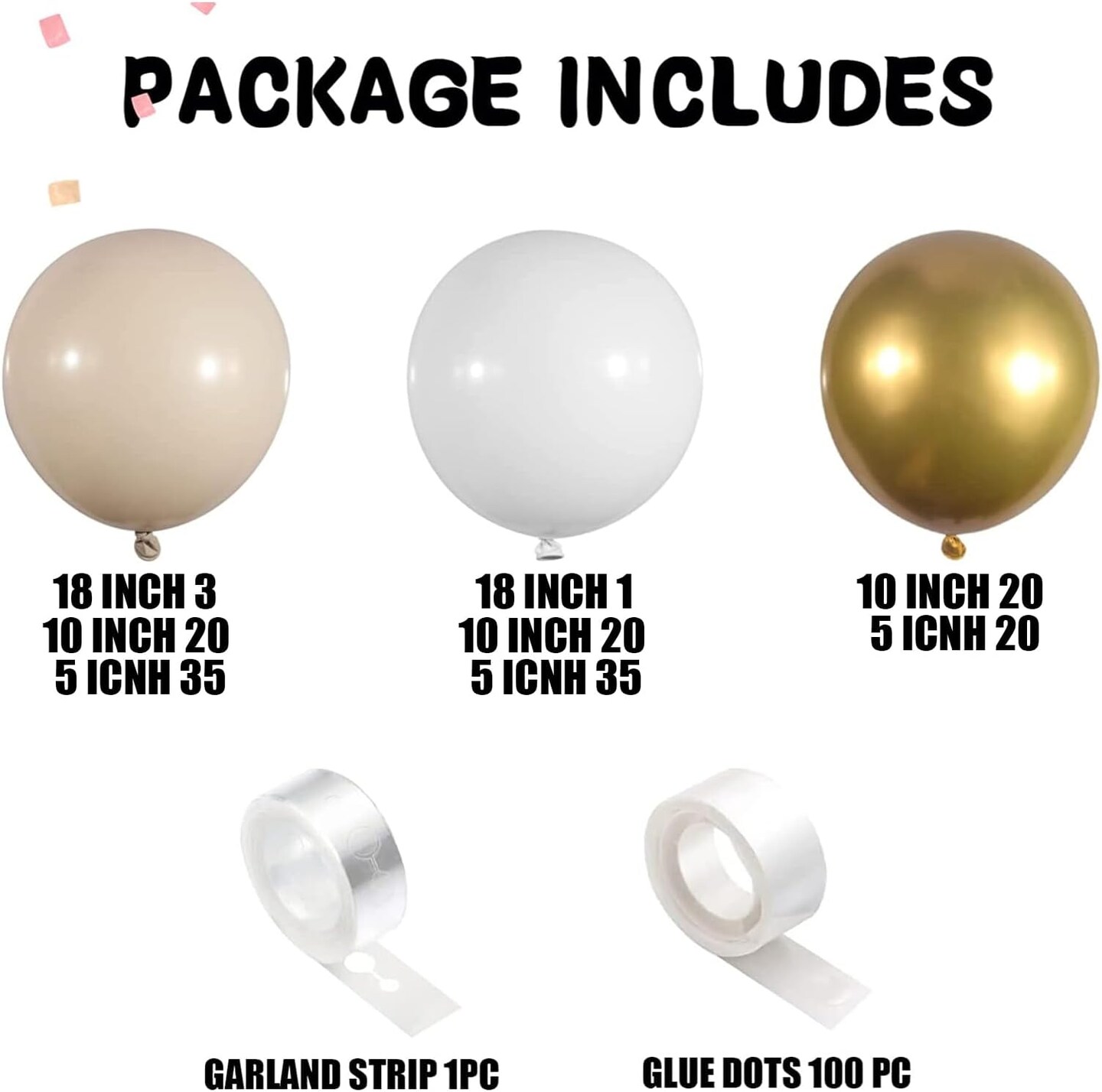 156PCS White Sand Gold Balloons Garland Arch Kit (White Sand Gold) 5 x 3 x 2 inches