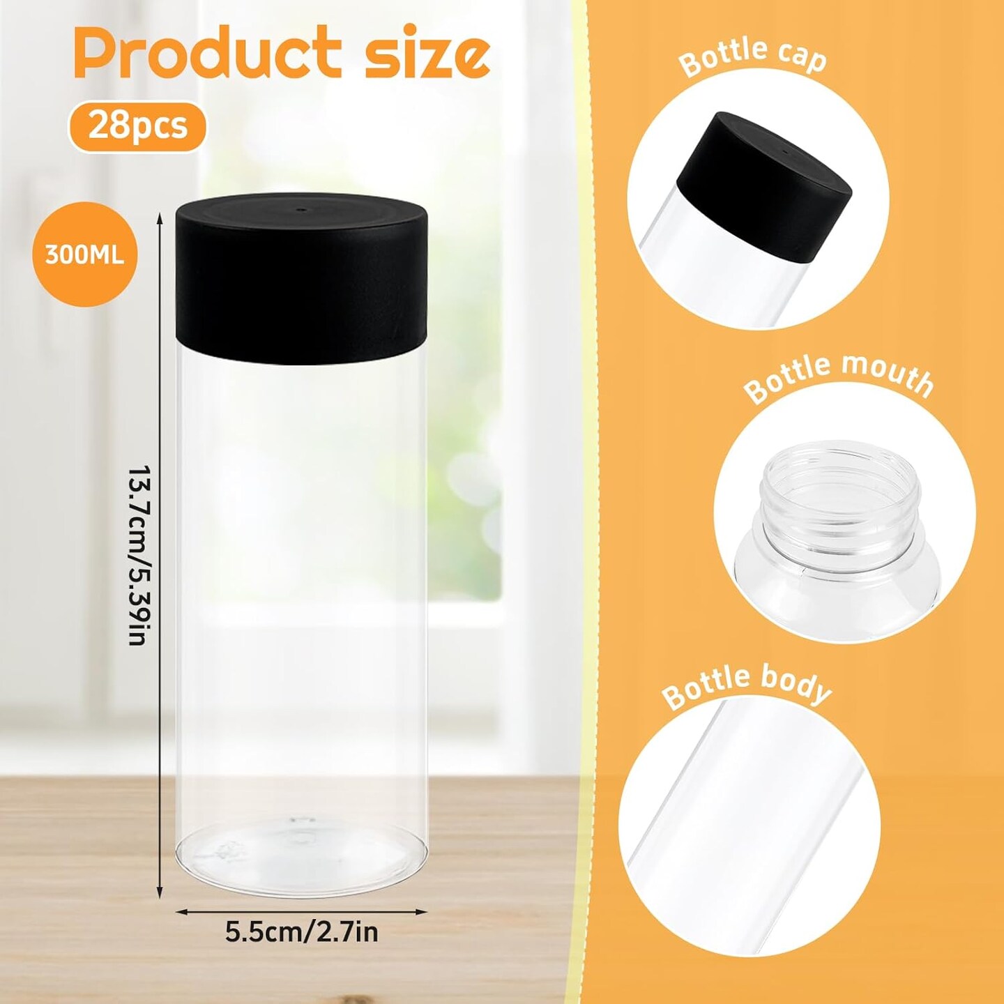 28 Pcs Empty Plastic Sensory Bottles with Lids