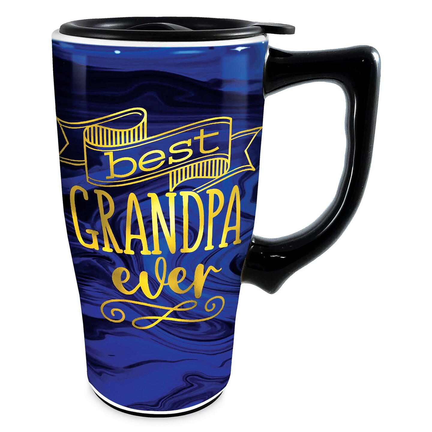 Collections Etc Best Grandpa 18 oz. Ceramic Travel Mug with Locking Lid,  Color: Blue, Count: 1, Model: 76705 | Michaels