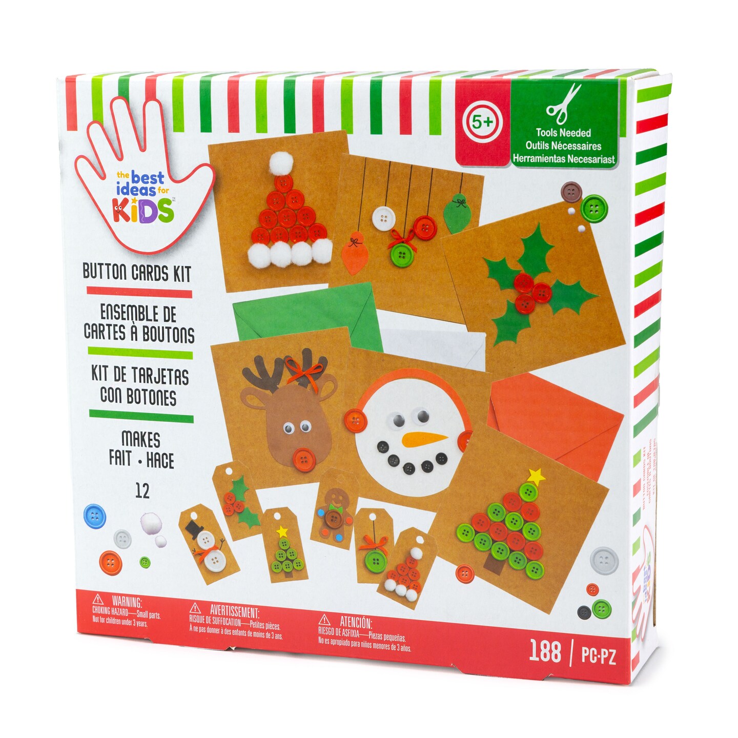 Colorbok Kids Holiday Christmas PDQ 4/Pkg-Holiday Button Craft Cards