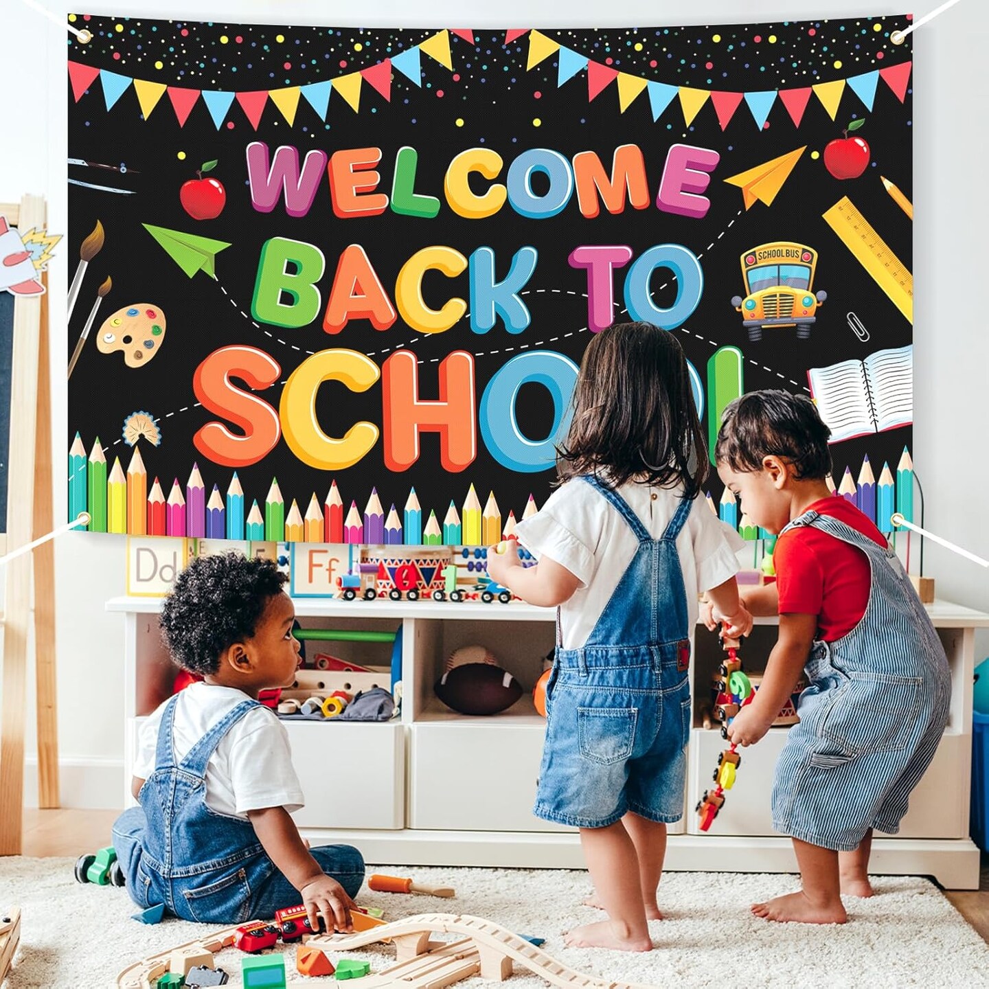 Welcome Back to School Banner (Multicolor) 72 x 44 Inch