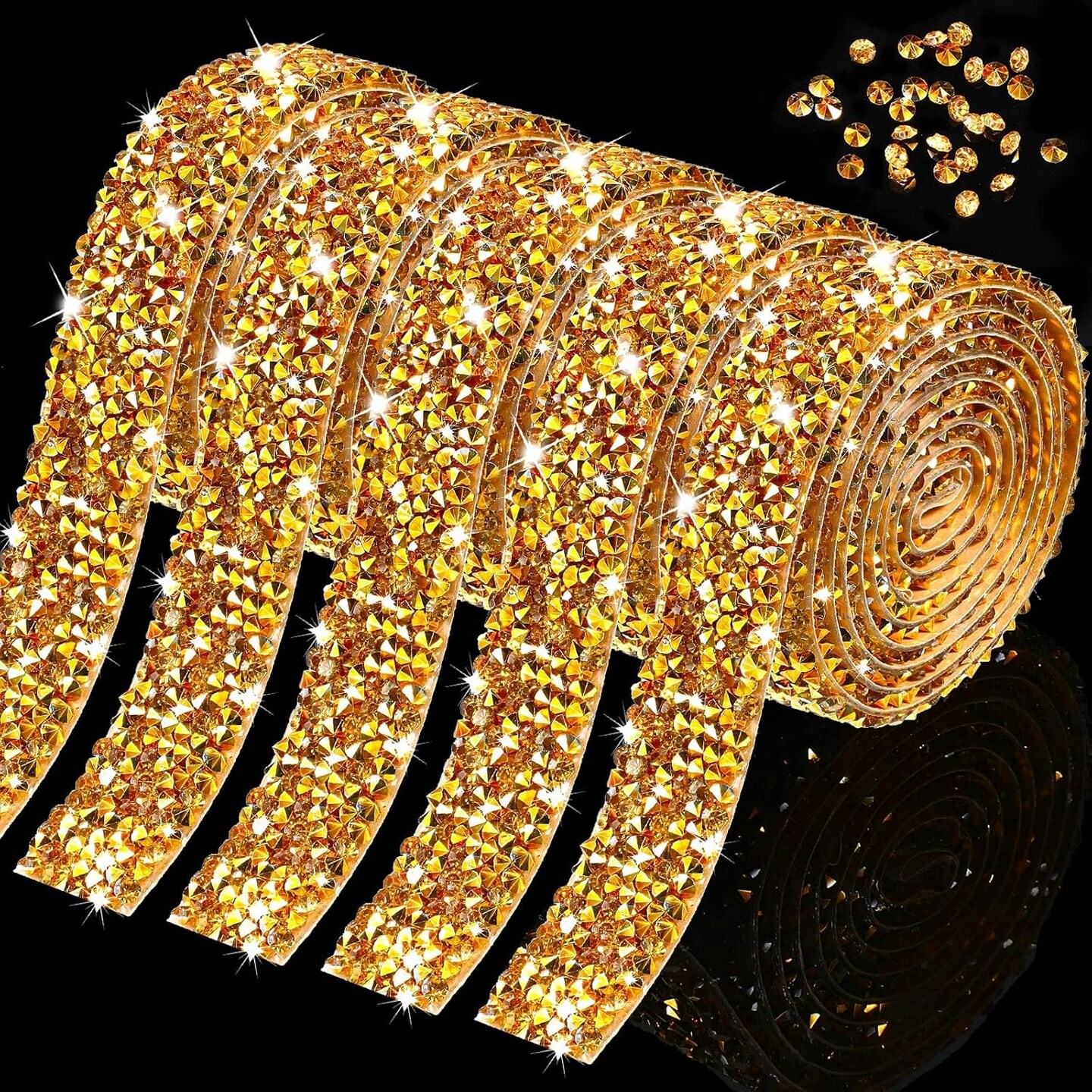 5 Rolls Crystal Shiny Rhinestone Ribbon