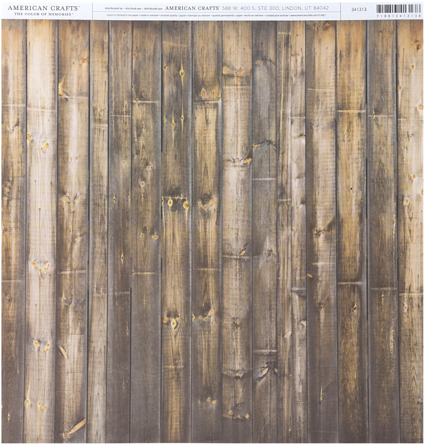 American Crafts Everyday Single-Sided Cardstock 12&#x22;X12&#x22;-Hardwood Floor