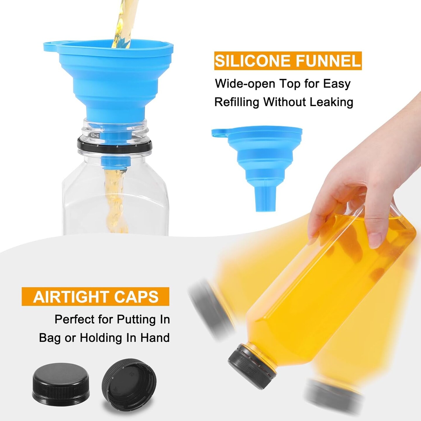 40Pcs 16 oz Empty Plastic Juice Bottles with Caps