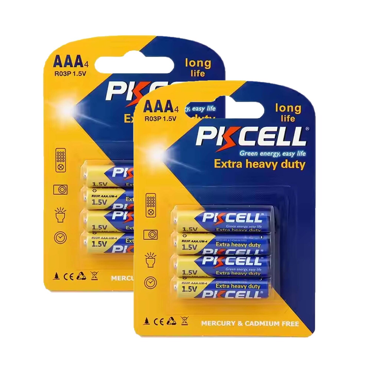 PKCELL® AAA Heavy Duty Batteries 4 Pack Reliable Power for Everyday Devices