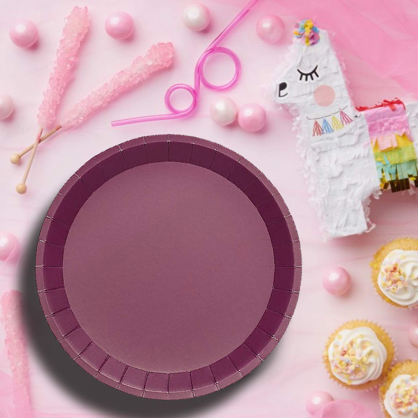 10 Count Plum Classic Small Paper Plates Disposable Party Plates 7.25 Inch Snack Dessert Plates