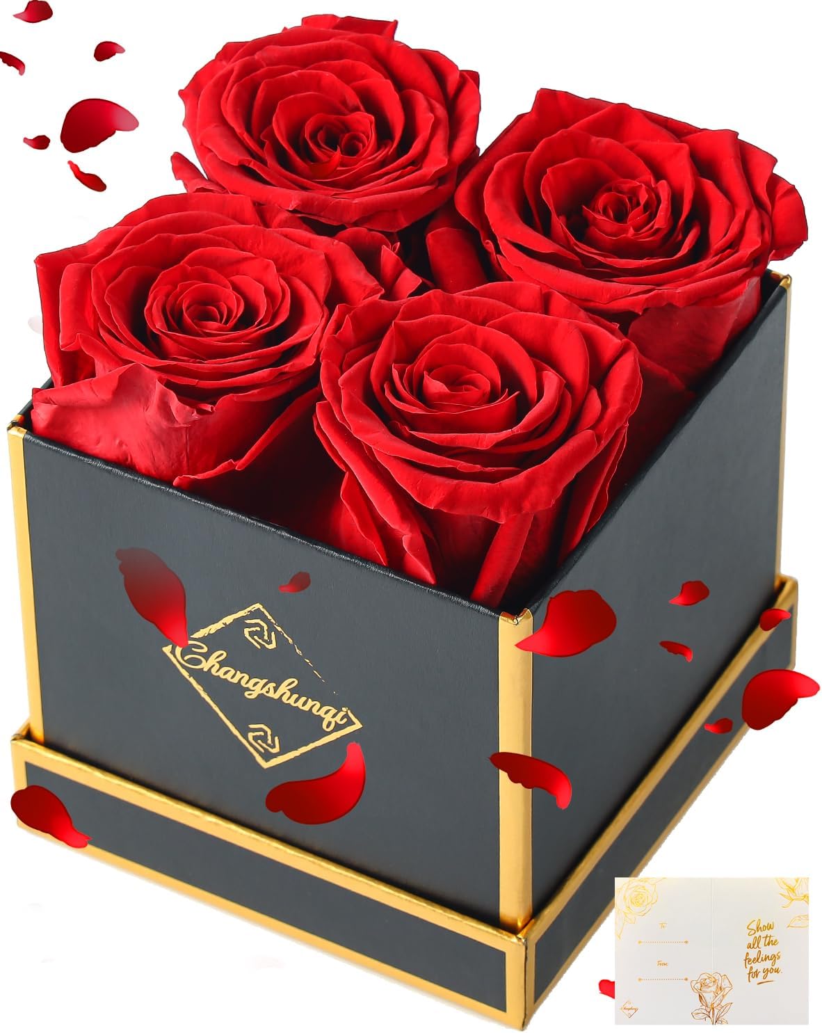 Forever Flowers, Preserved Roses in a Box Gifts for Her (Rose Red)