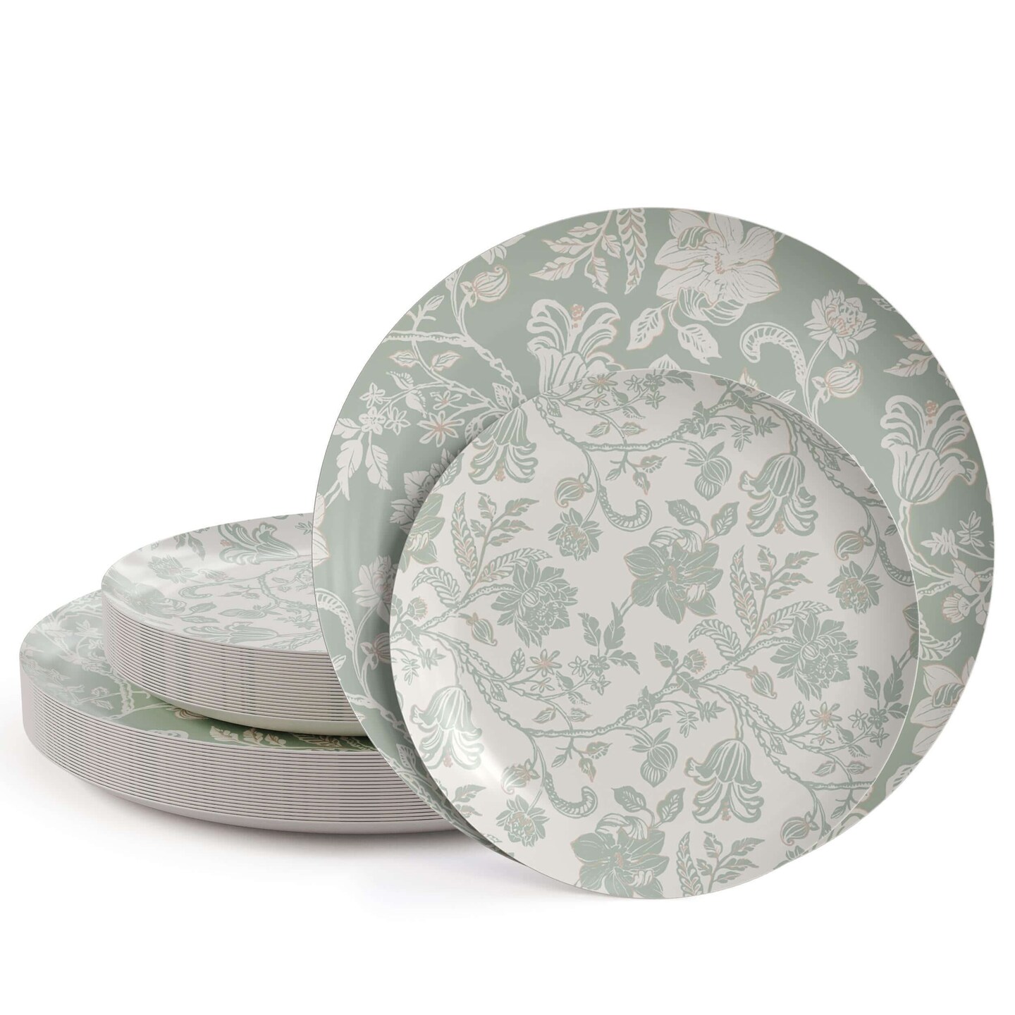 120 Count Earthtrends Gracy Green White Paper Plates Durable 10 Inch Disposable Supplies