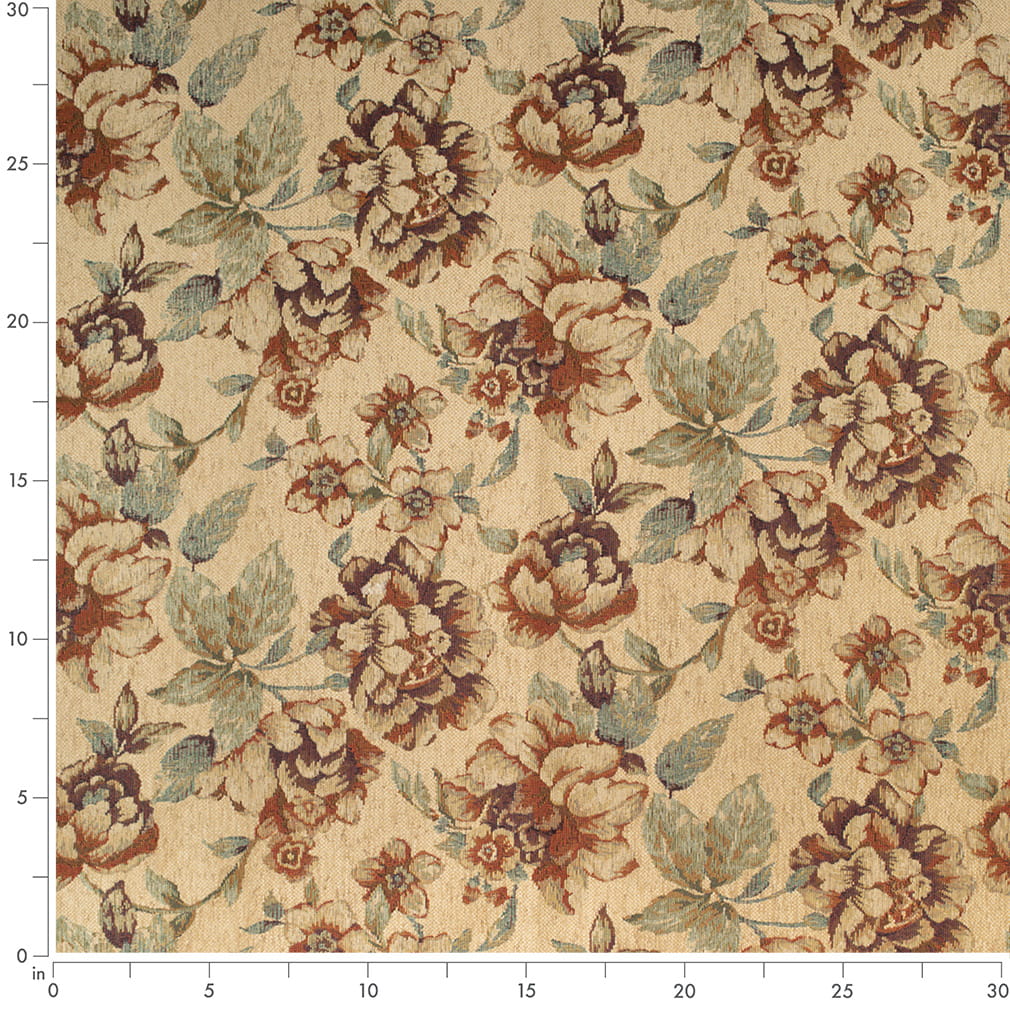 Autumn - Orange Rust,red Burgundy Floral Upholstery Fabric 54 Inches"