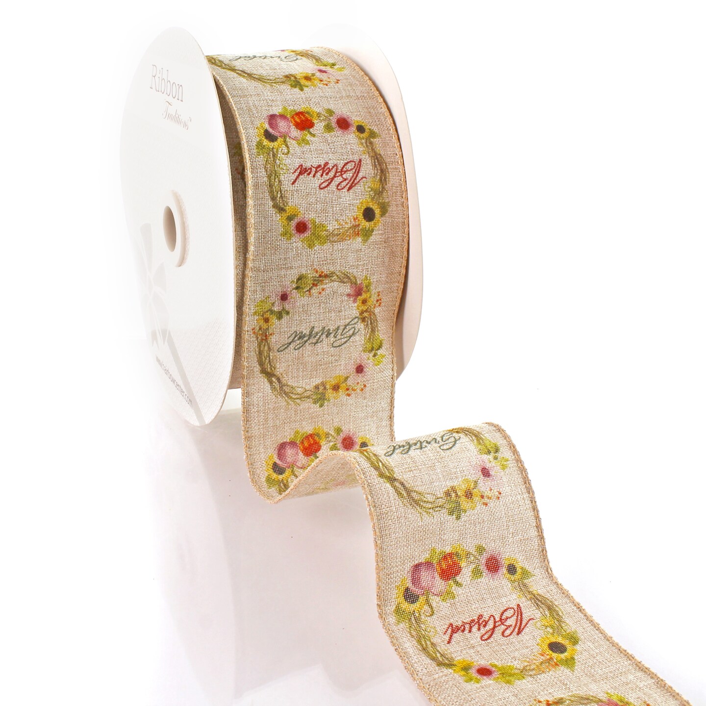 2 1/2" Wired Ribbon Thanksgiving Blessed Wreaths Burlap 25 Yards