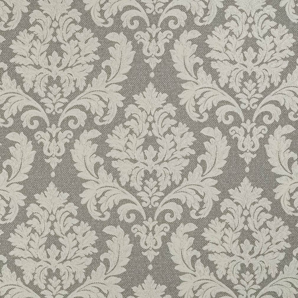 Pewter Victoria - Grey & Silver Damask Upholstery Fabric 54 Inches"