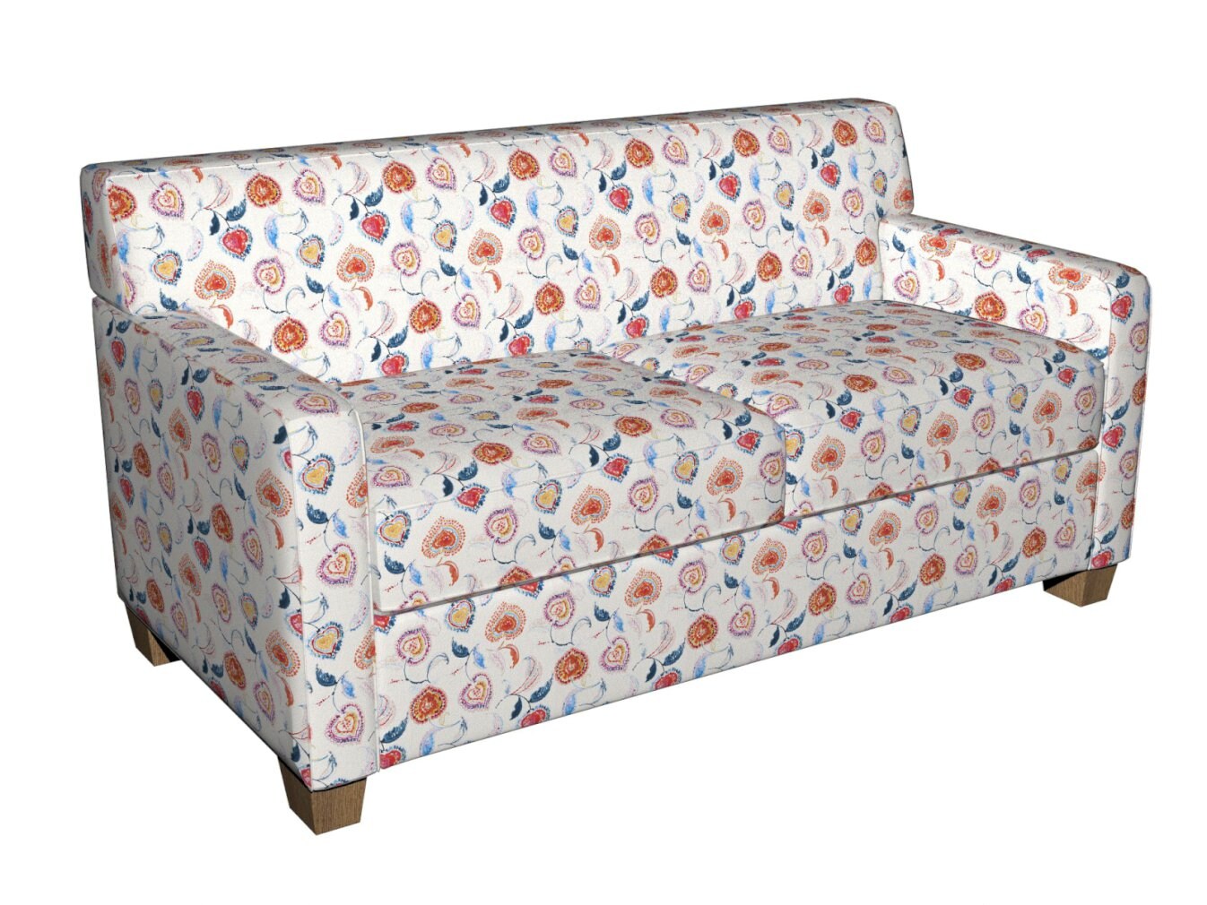 Upholstery Fabric - Blue,Orange & Rust Leaves Upholstery Fabric 54 Inches"