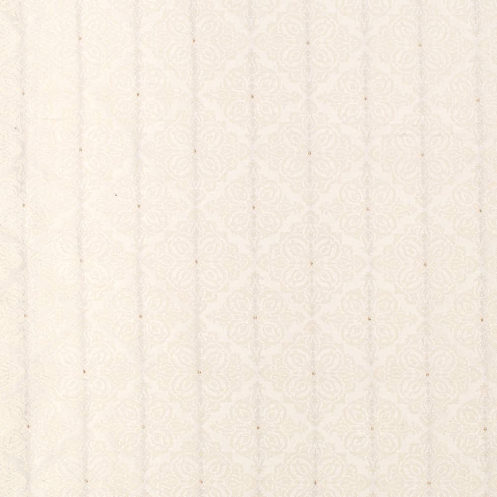Ivory Elsa - White & Ivory Damask,Diamonds Upholstery Fabric 54 Inches"