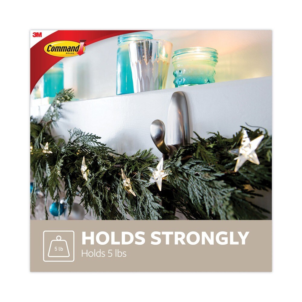 Command 5 lbs. Capacity Adhesive Mount Metal Hook - Large Brushed Nickel Finish (2/Pack)