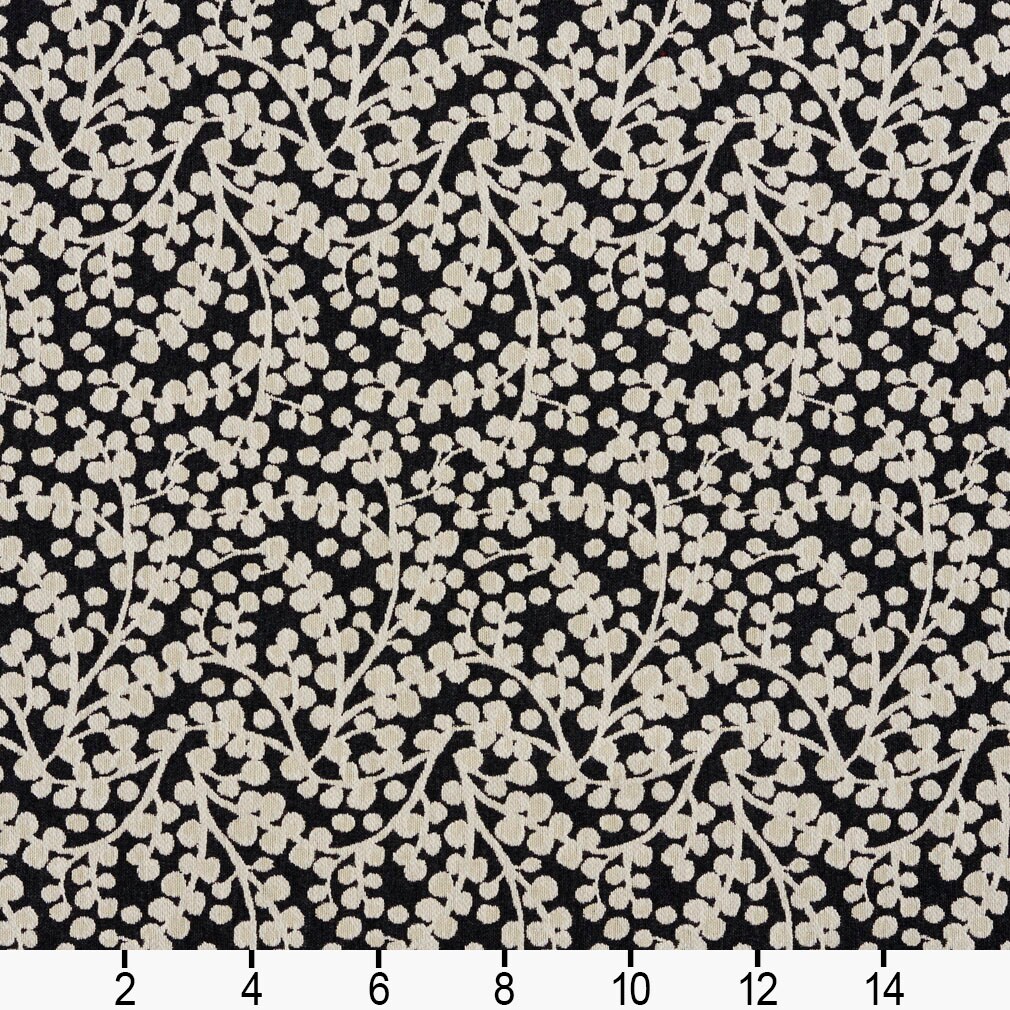 Onyx Vine - Black Abstract & Geometric,Leaves Upholstery Fabric 54 Inches"