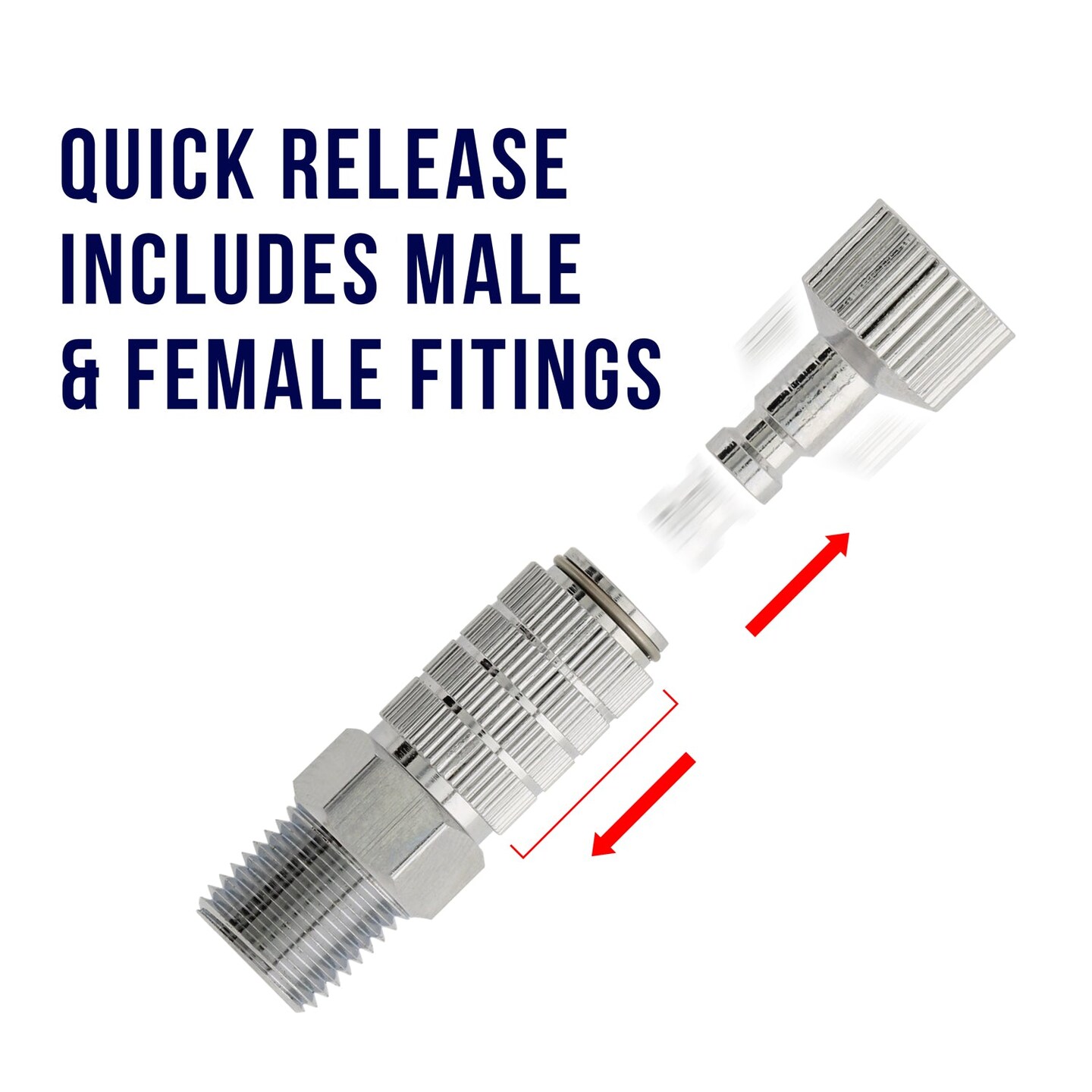 Quick Release Disconnect Coupling with Plug - 1/8&#x22; BSP Male &#x26; Female Airbrush Hose Adapter
