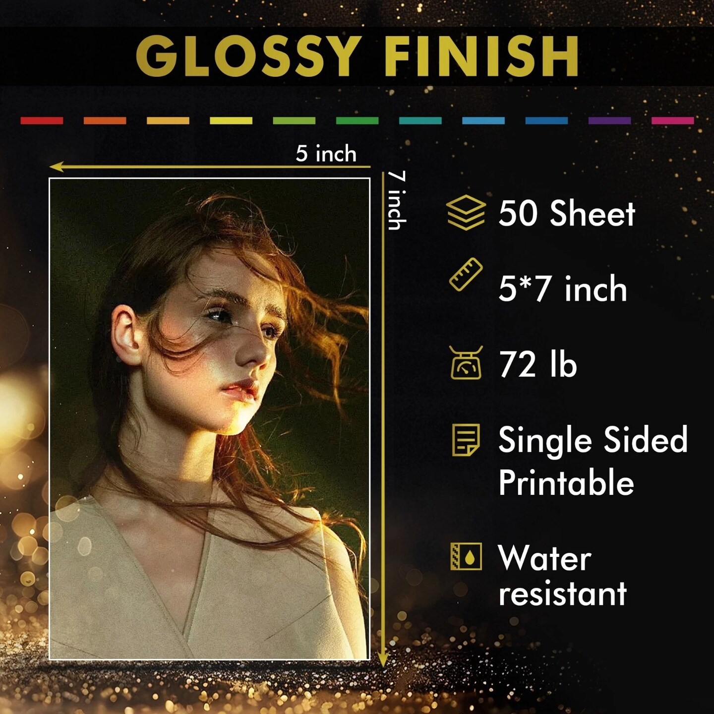 A-SUB Premium Glossy Photo Paper for Inkjet, 72 lb, Assorted Sizes