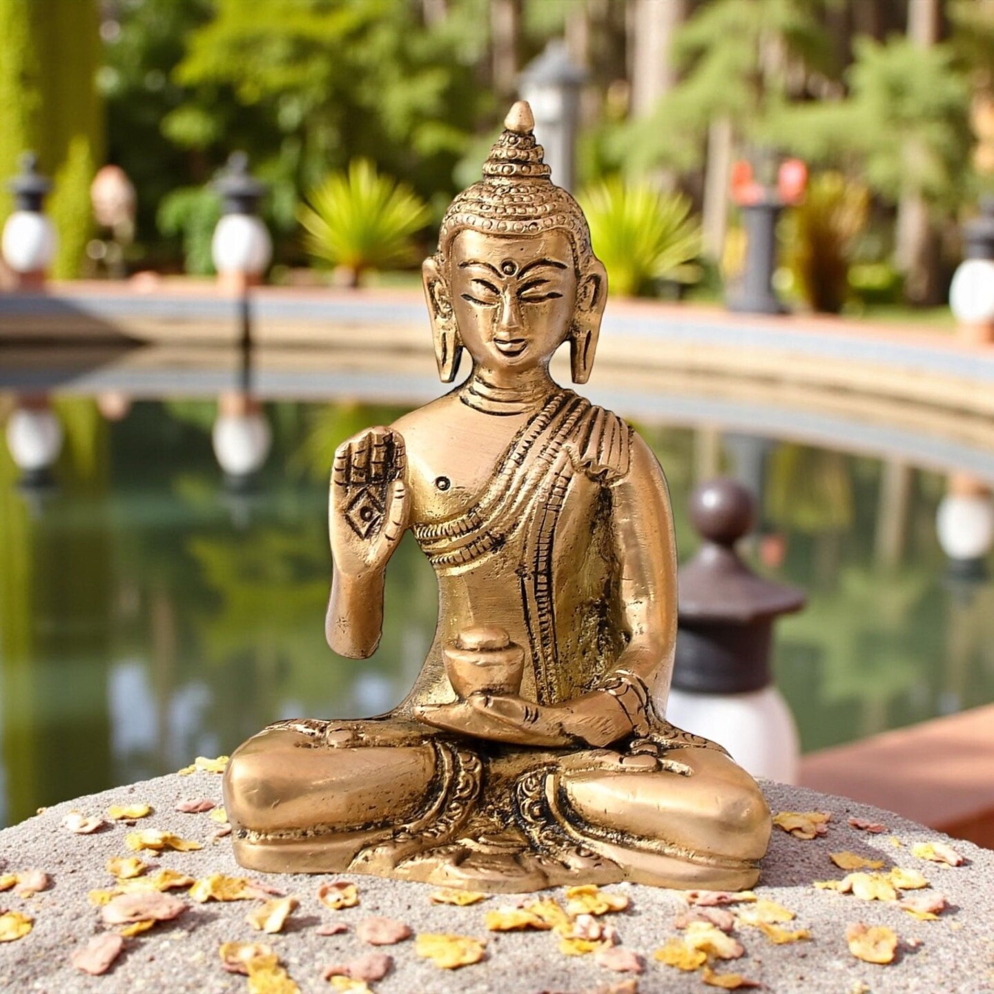 Buddha Statue 4 Inch Brass Buddha Idol Sculpture for Home Living Room Zen Decor - Perfect Gift for Spiritual Meditation Shrine