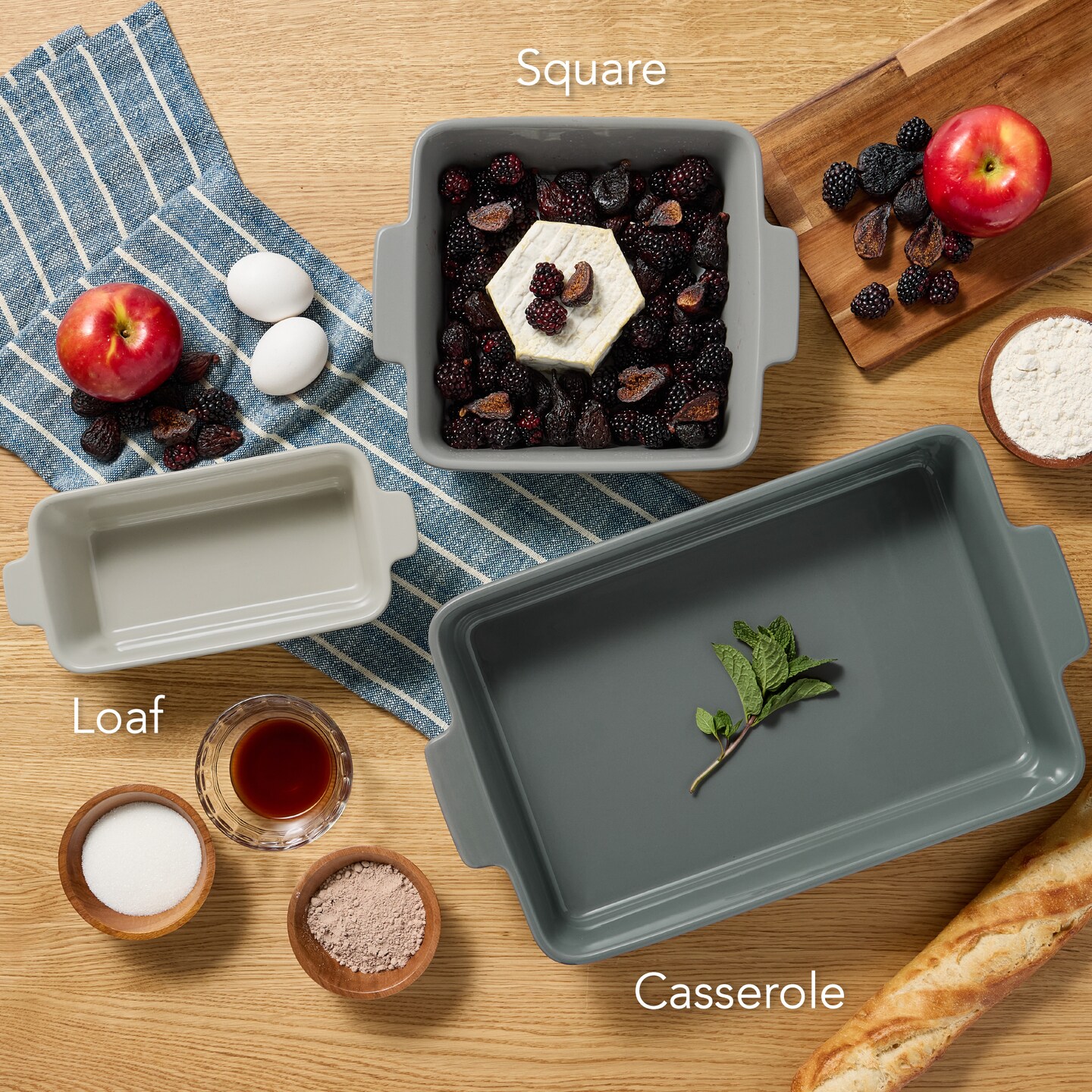 Best Choice Products Ceramic Bakeware Set of 3 Casserole, Loaf, and Square Dishes w/ Handles