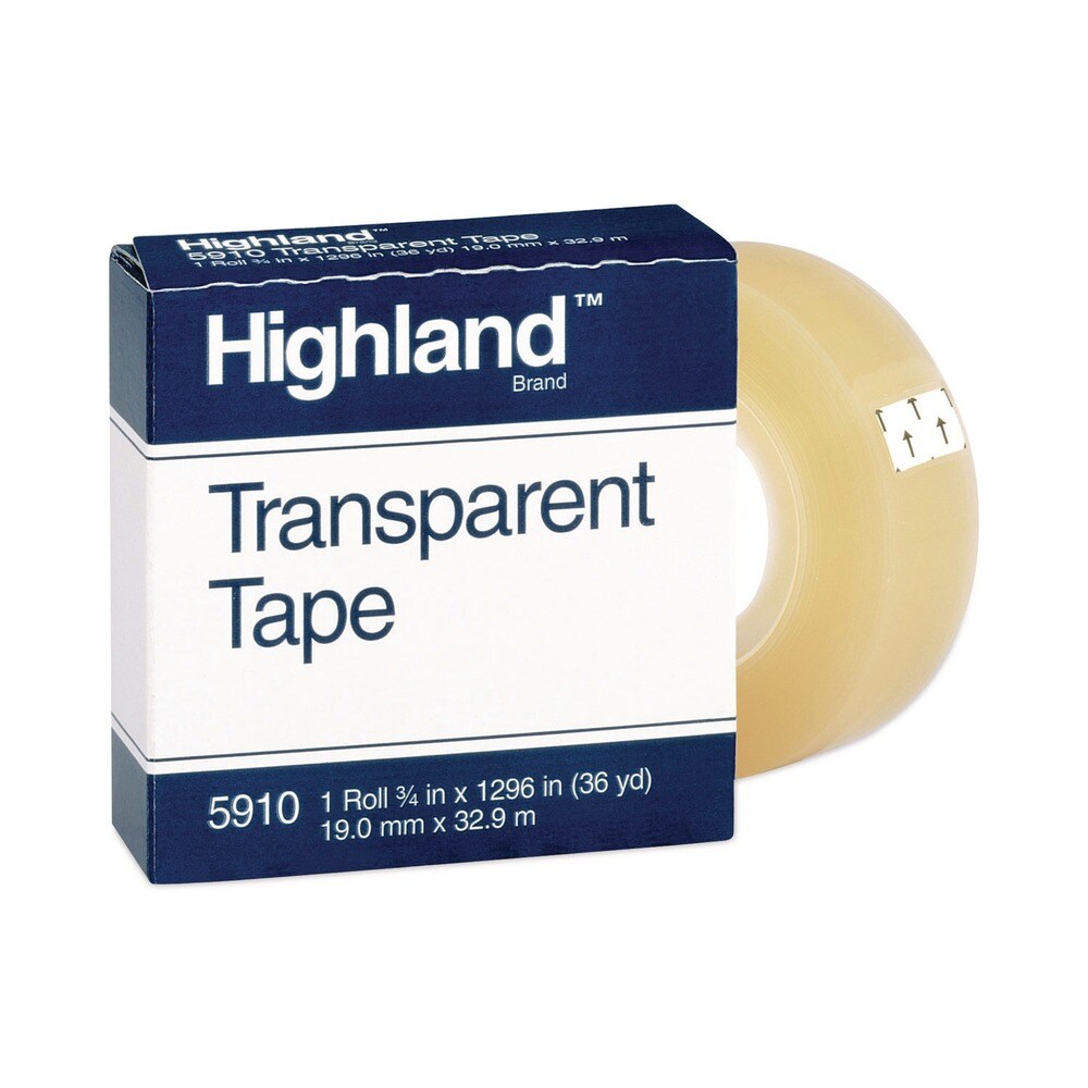 Highland 1 in. Core 0.75 in. x 36 yards Transparent Tape - Clear