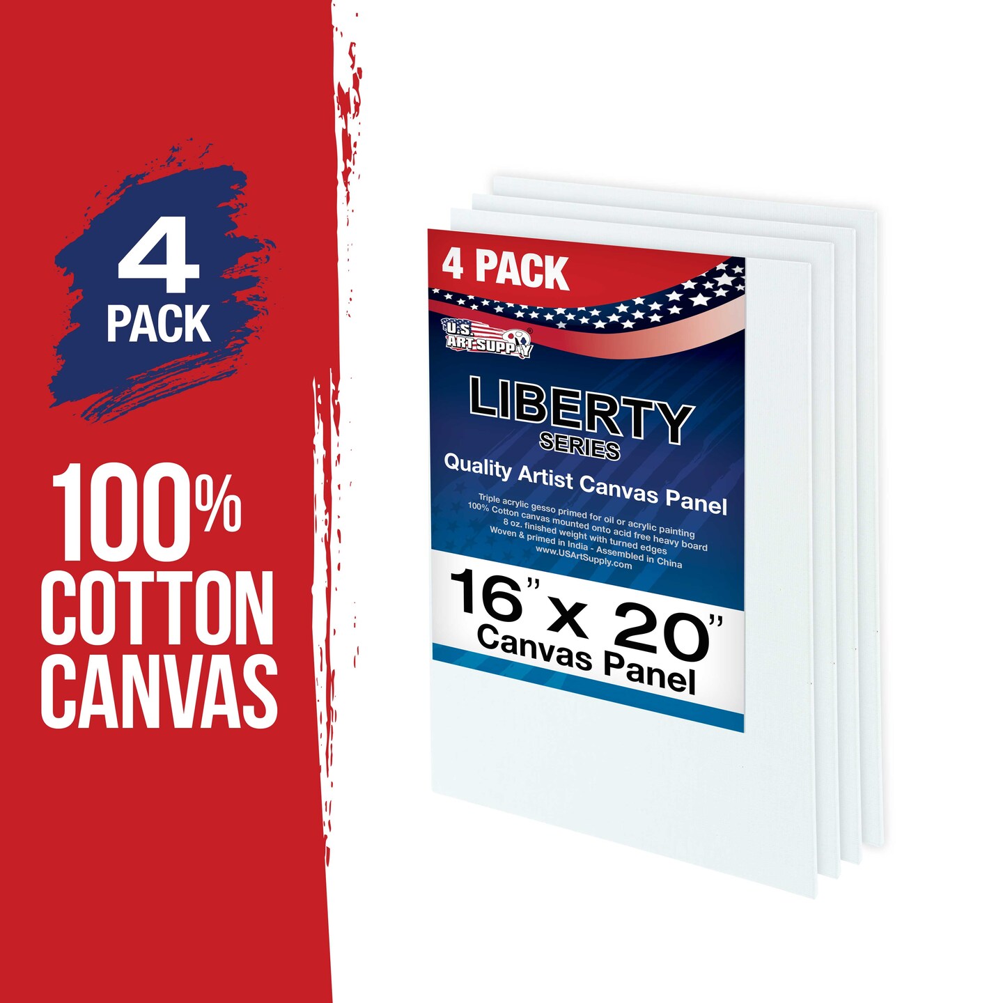 16&#x22; x 20&#x22; Professional Artist Quality Acid Free Canvas Panel Boards for Painting 4-Pack