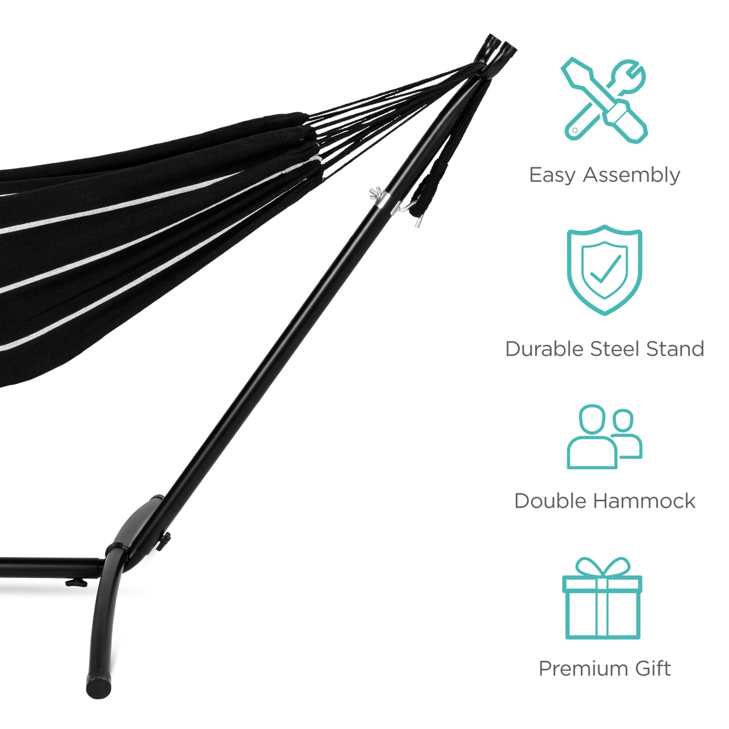 Best Choice Products 2-Person Brazilian-Style Cotton Double Hammock with Stand Set w/ Carrying Bag