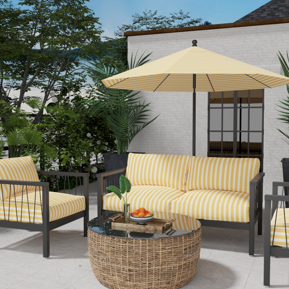 Tiki Sunshine - Gold & Yellow Stripe Upholstery Fabric 54 Inches"