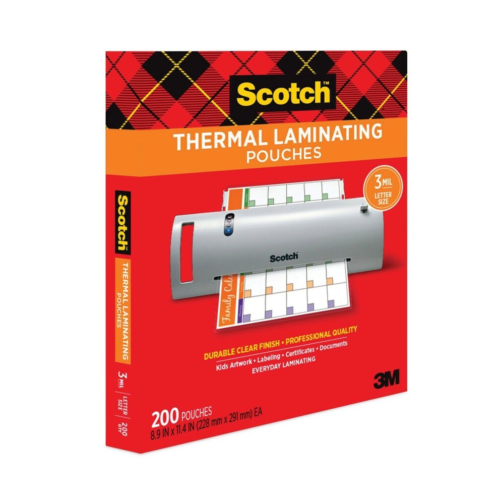 Scotch 3 mil 11-2/5 in. x 8-9/10 in. Letter Size Thermal Laminating Pouches (200/Pack)