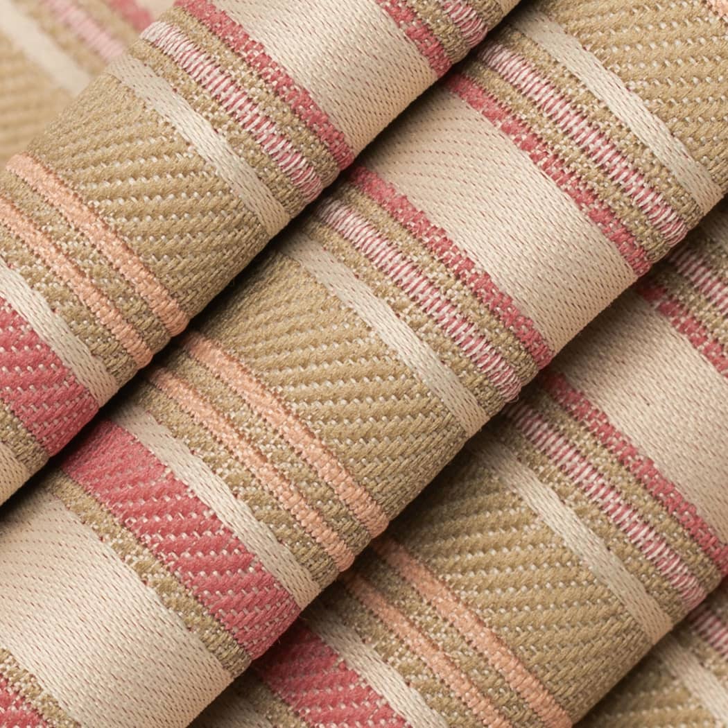Celeste Coral - Coral & Peach,Pink Stripe Upholstery Fabric 54 Inches"