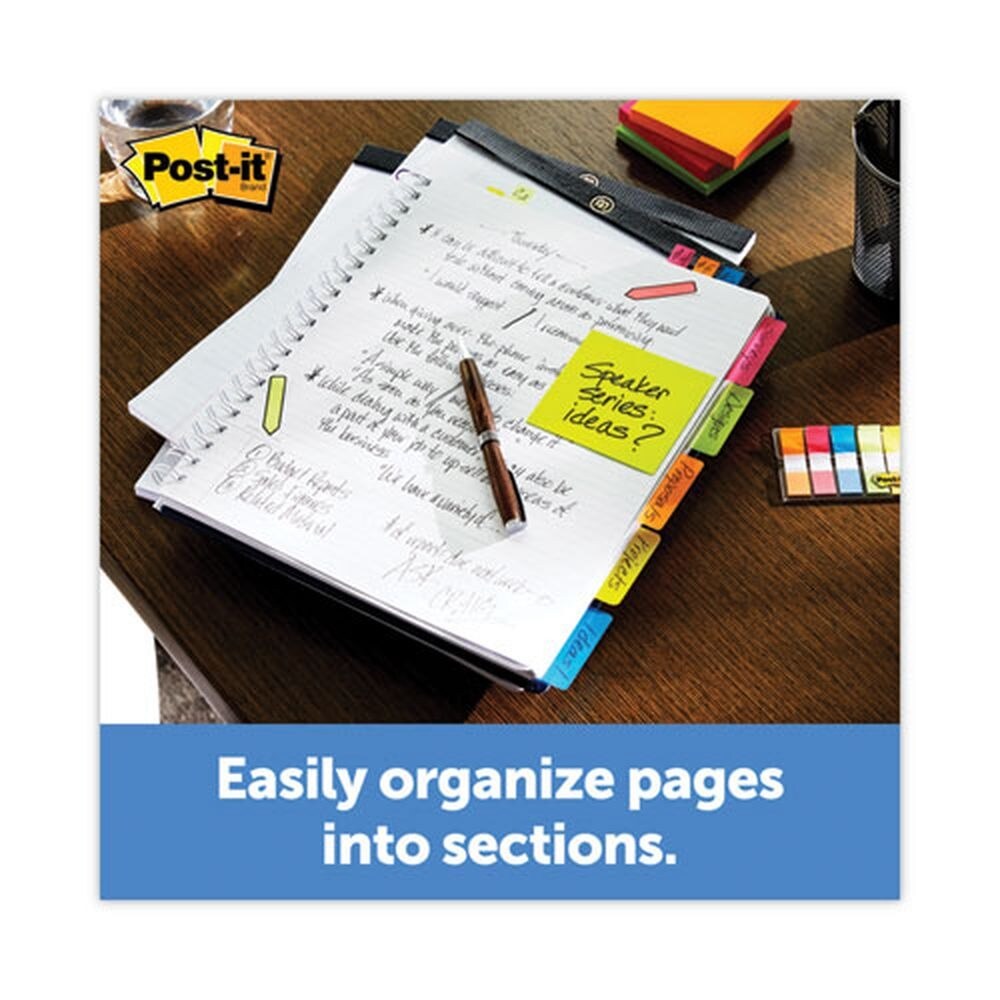 Post-it Tabs 2 in. Wide 1/5-Cut Solid Color Tabs - Assorted Colors (30/Pack)