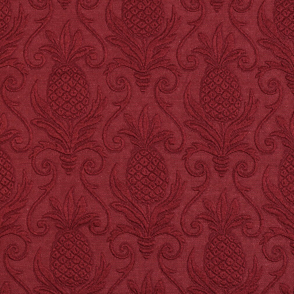 Ruby/Pineapple - Red & Burgundy Damask Upholstery Fabric 54 Inches"