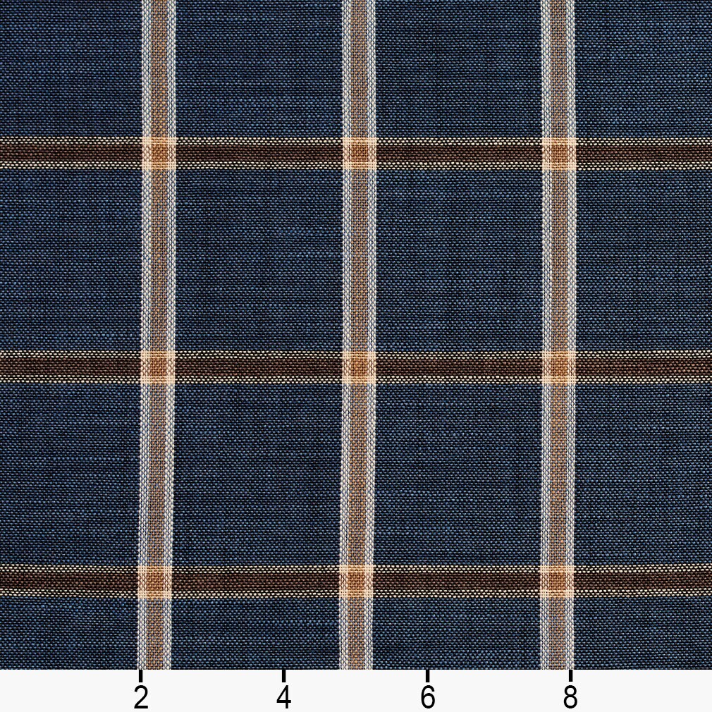 Indigo Windowpane - Blue Plaid Upholstery Fabric 54 Inches&#x22;