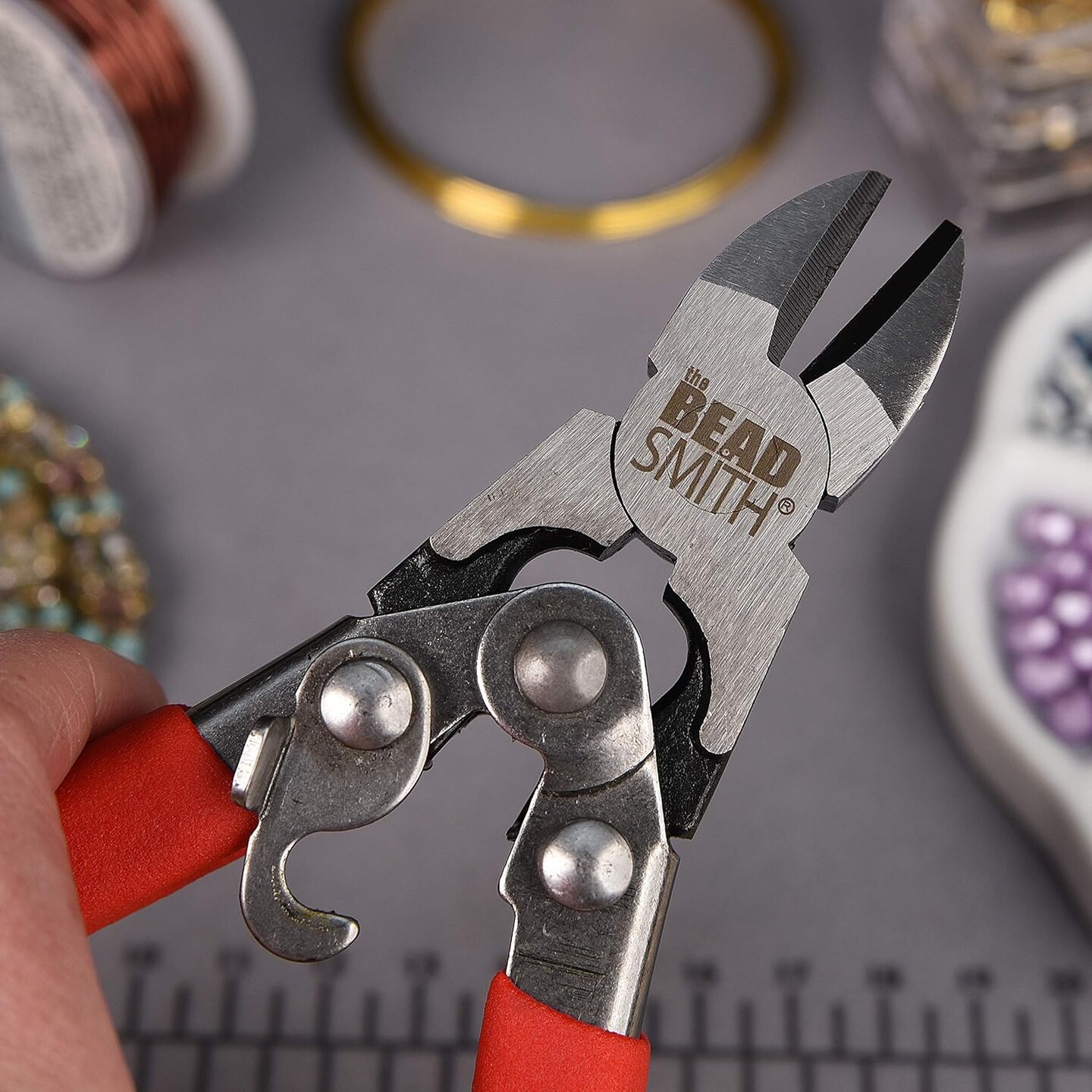 The Beadsmith Heavy Duty Cutter &#x2013; 6.5 inches (165mm) &#x2013; Hardened Steel Blades &#x2013; Red Comfort Grip Handle with Safety Lock &#x2013; Tool for Jewelry Making, Electronics and Micro Mechanics